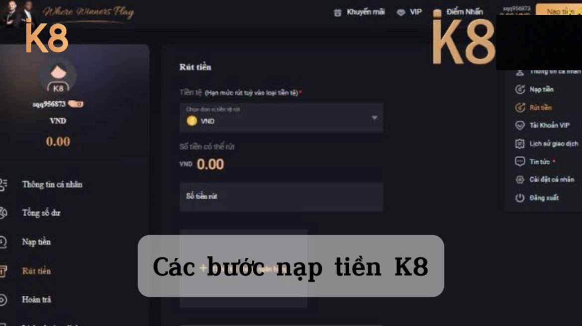 Hướng dẫn các cách nạp tiền K8